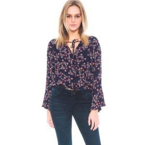 Lush - Twisted Couture Blue Floral Blouse